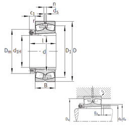 Bantalan 23076-B-K-MB+H3076 FAG